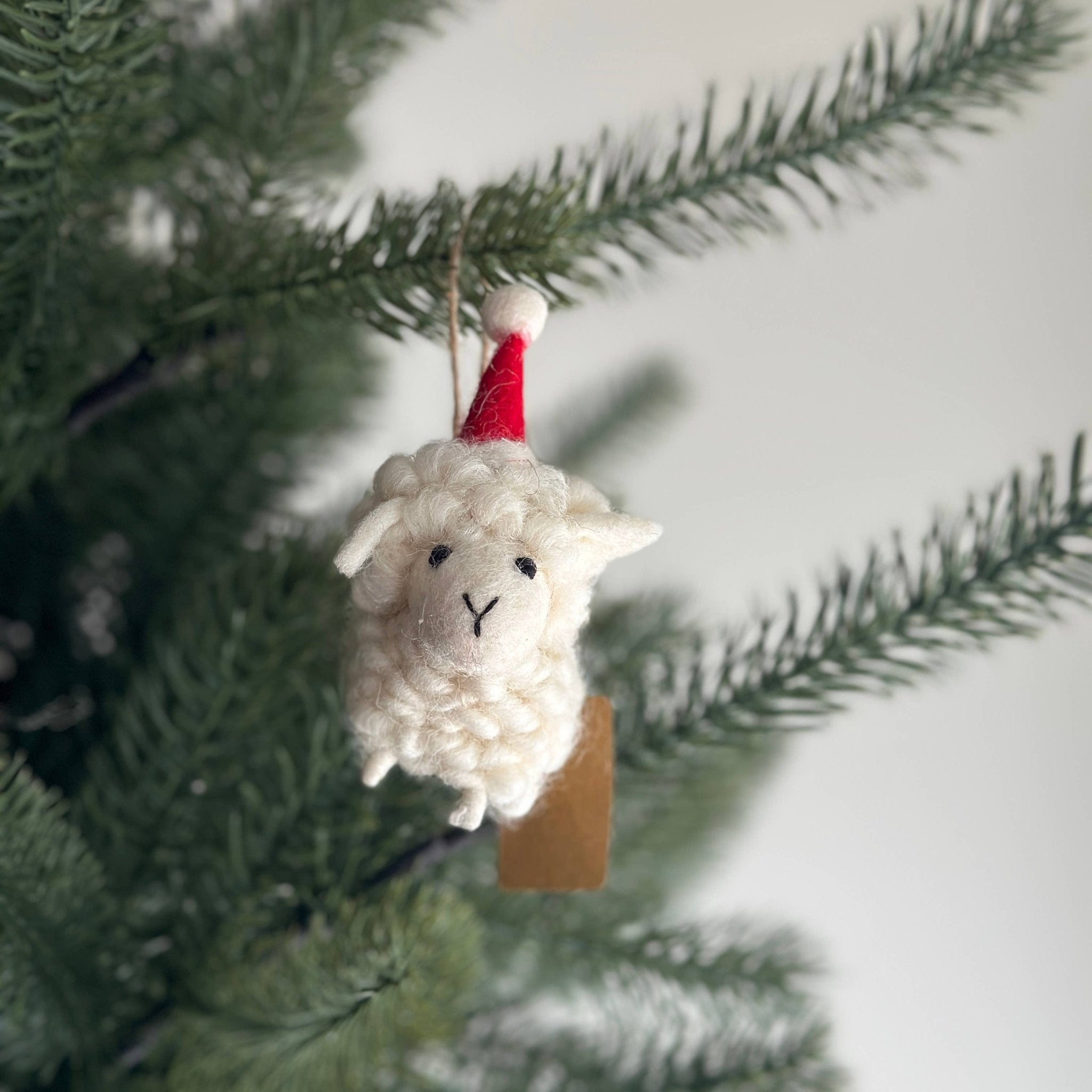 Mini Sheep with Christmas Hat Ornament - bubblegum market