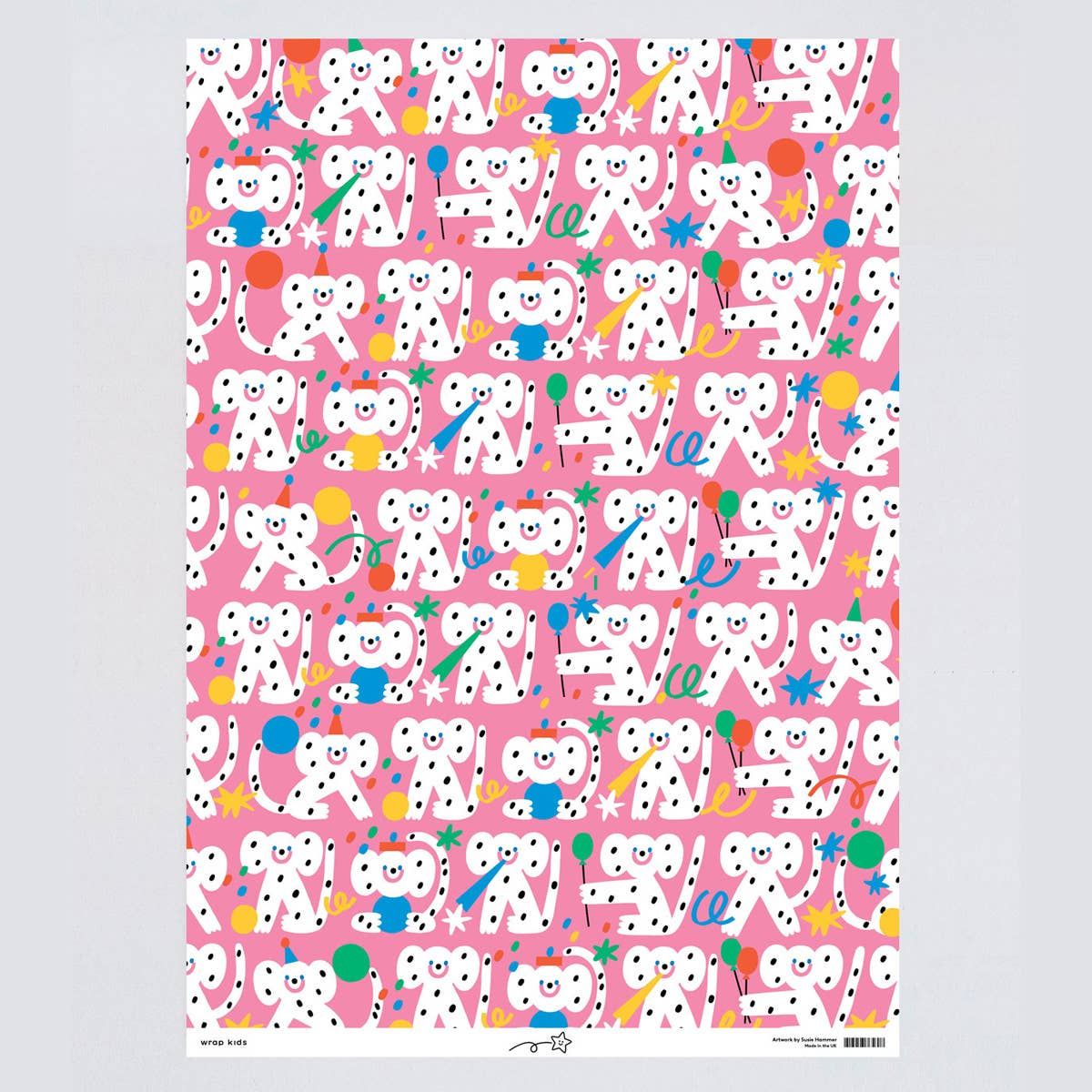 'Monkeys' Gift Wrap Sheet - bubblegum market