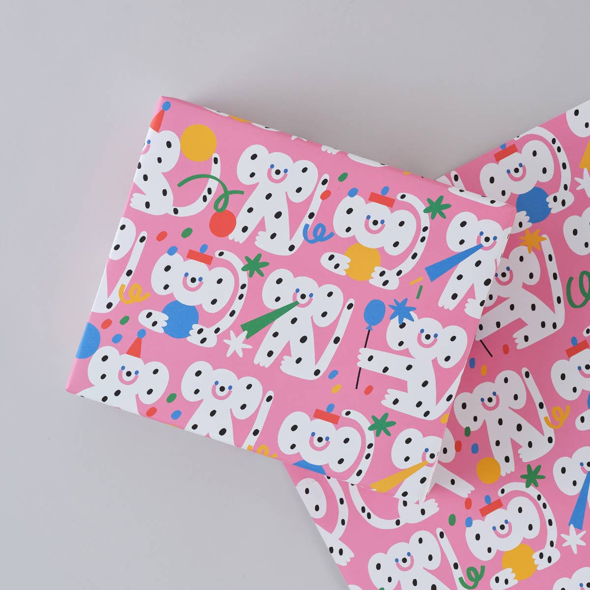 'Monkeys' Gift Wrap Sheet - bubblegum market