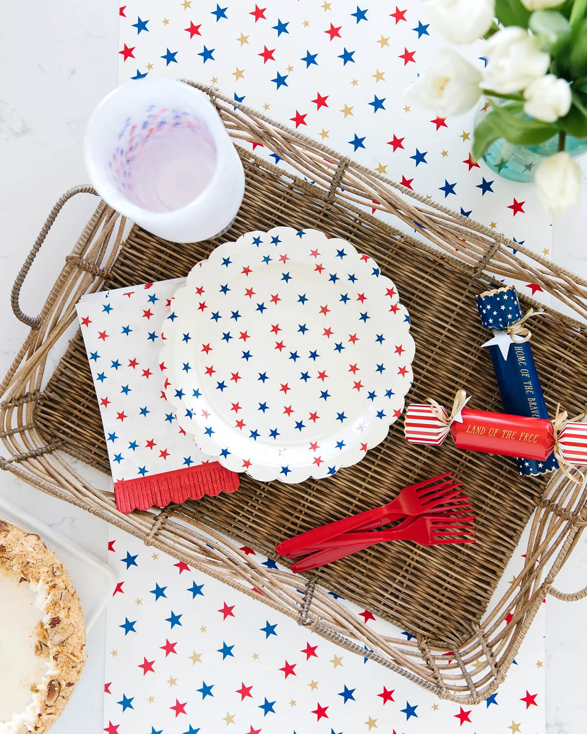 Multi Stars Red, Blue & Gold Paper Table Runner - bubblegum market