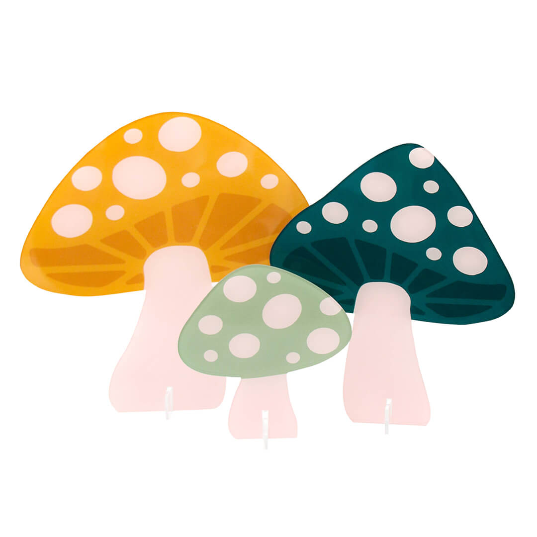 Mustard & Green Acrylic Mushroom Set - bubblegum market