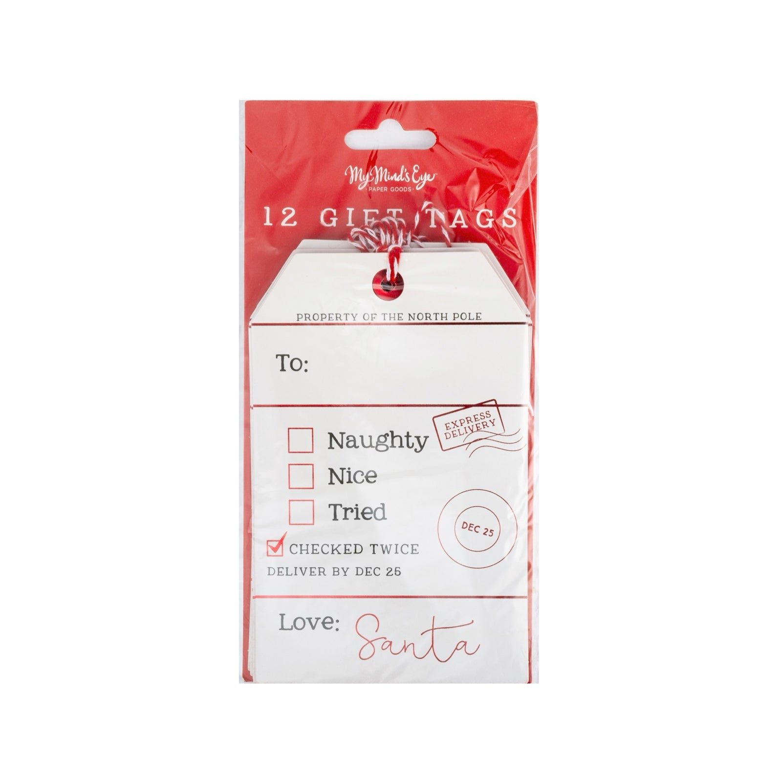 Naughty Nice Oversized Gift Tags (12ct) - bubblegum market