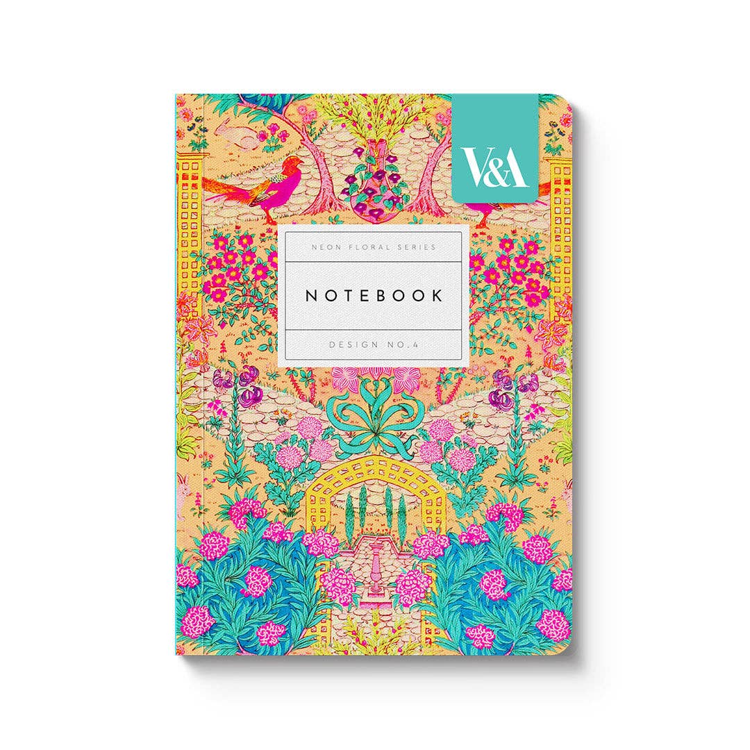 Neon Floral Garden A6 Notebook - bubblegum market