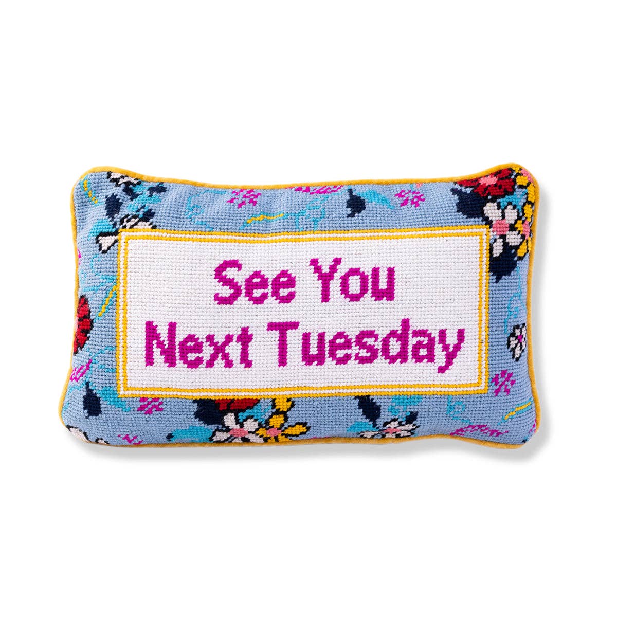 NEXT TUESDAY Needlepoint Pillow - bubblegum market