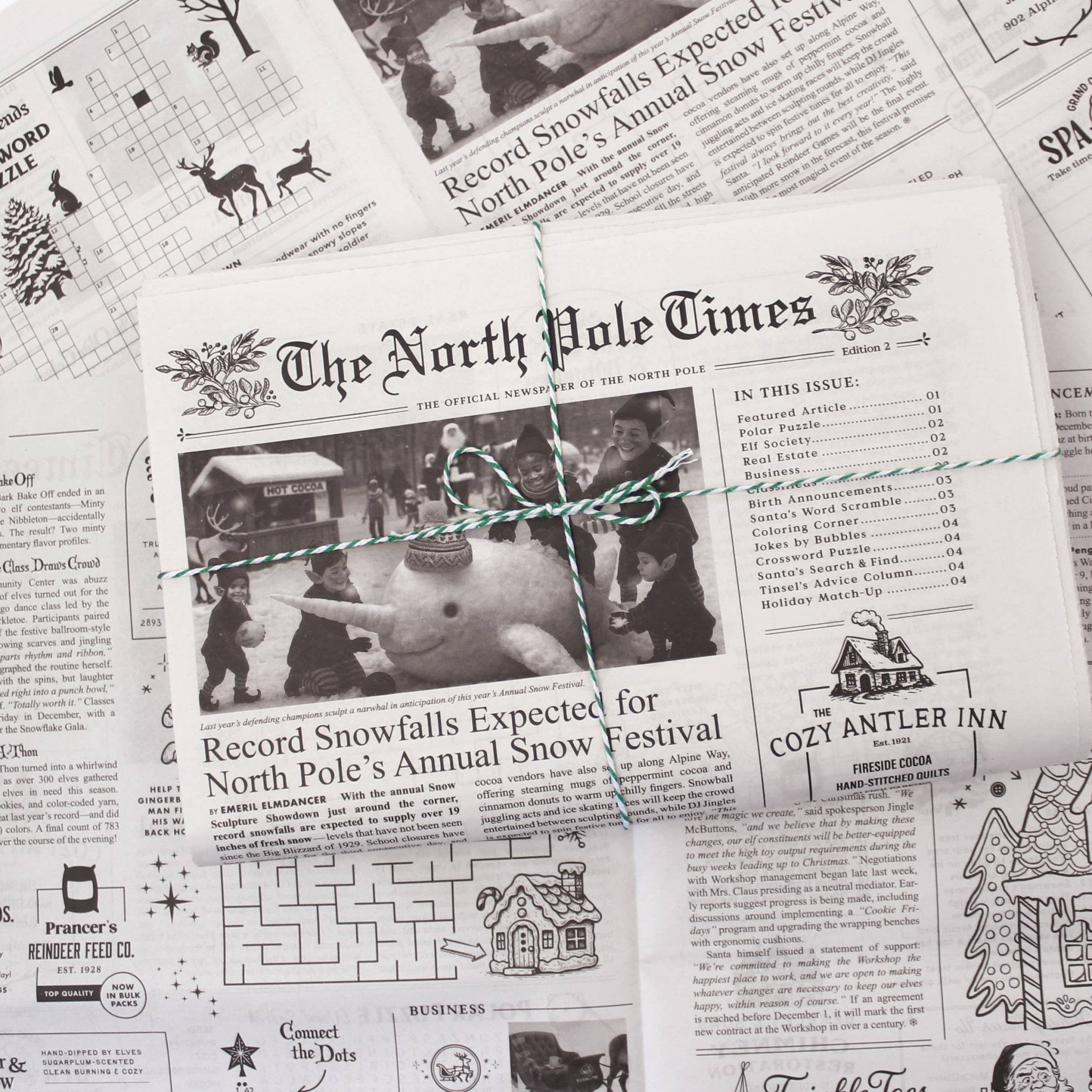 North Pole Times Newspaper Gift Wrap + Activity Sheets (Second Edition) - bubblegum market
