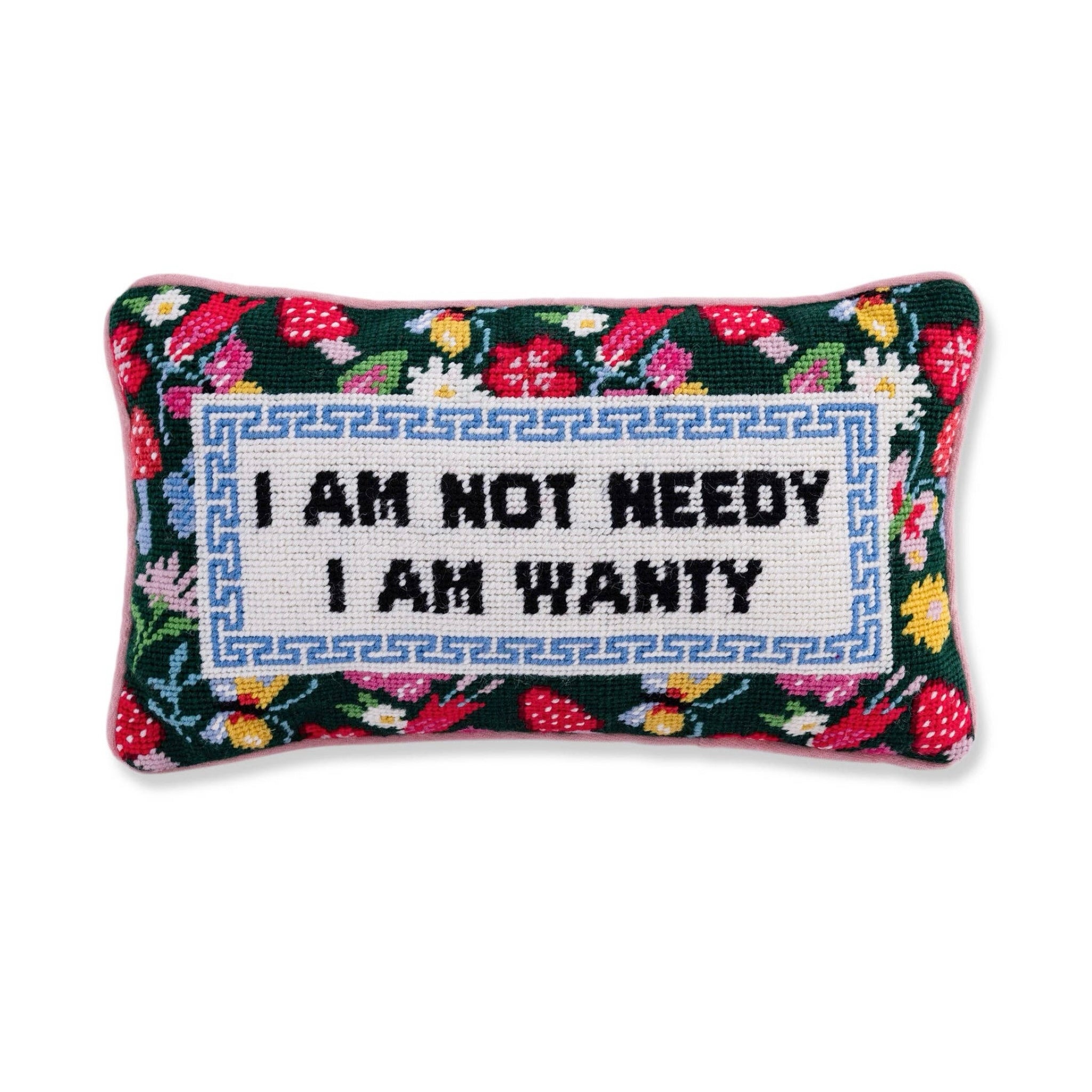NOT NEEDY Needlepoint Pillow - bubblegum market