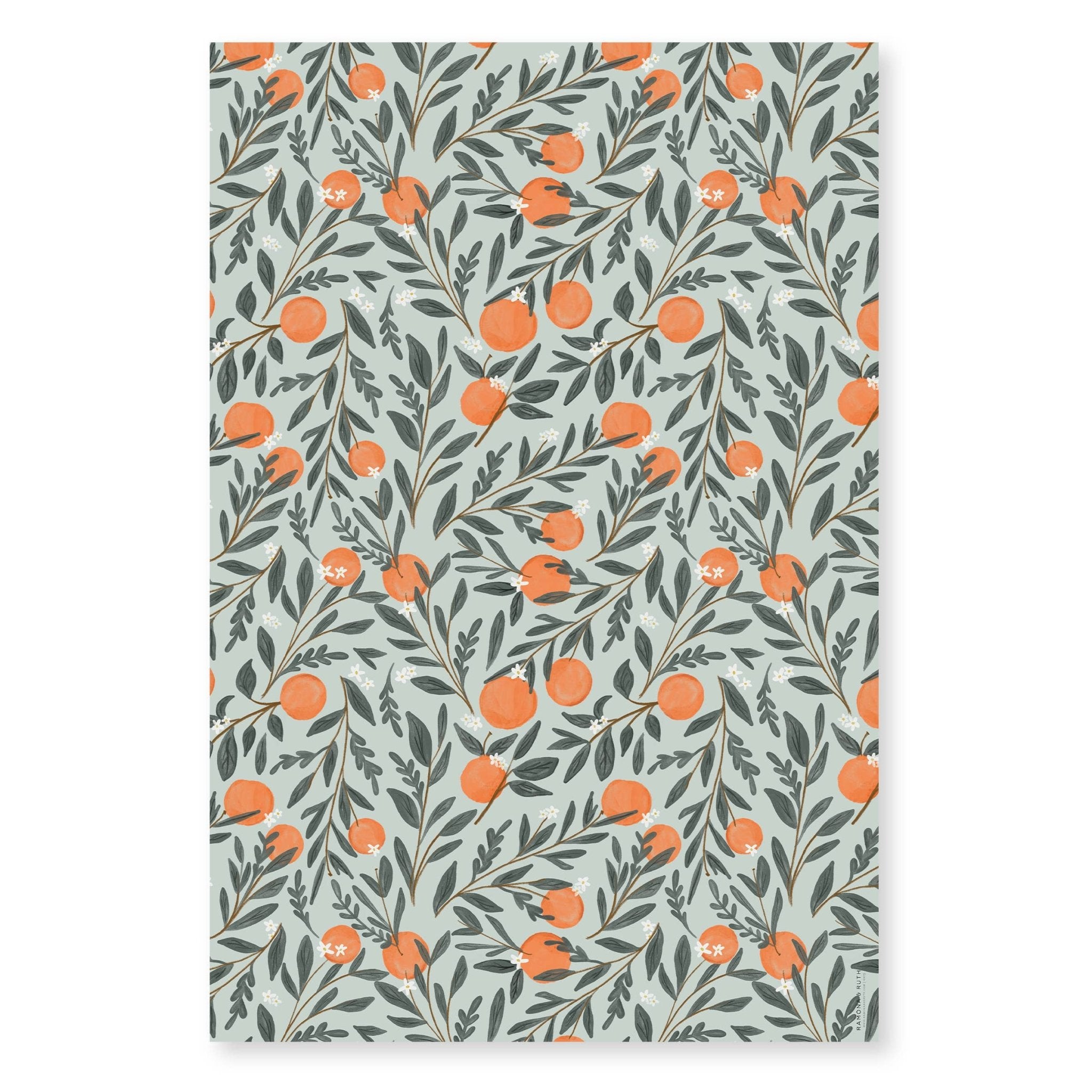 Orange Vine Gift Wrap Sheets (Roll of 3) - bubblegum market