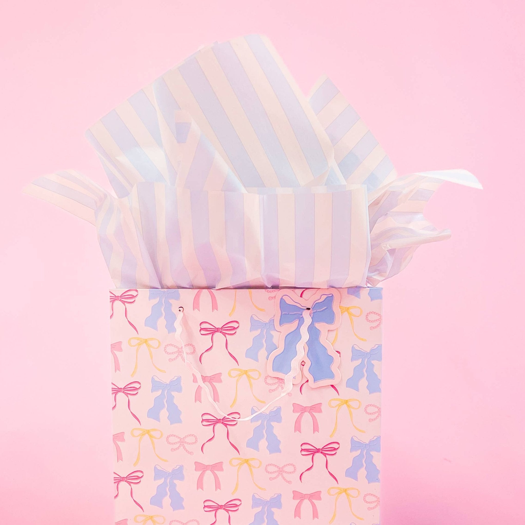 Pastel Blue & Blush Pink Stripe Tissue Paper - bubblegum market