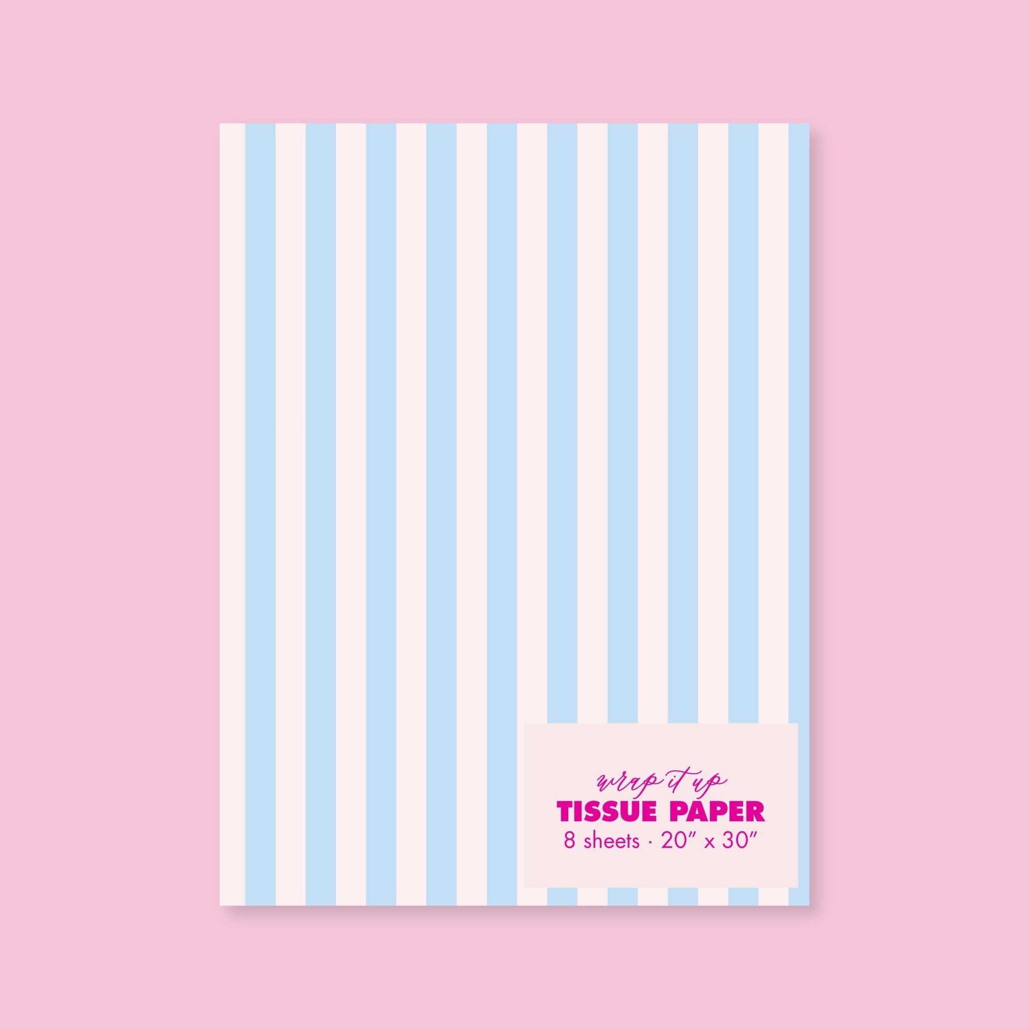 Pastel Blue & Blush Pink Stripe Tissue Paper - bubblegum market