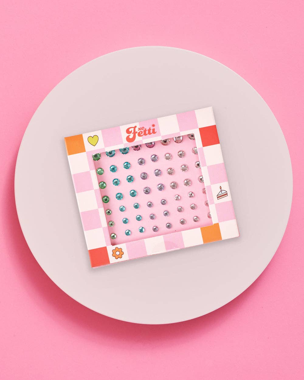 Pastel Dot Adhesive Face Gems - bubblegum market