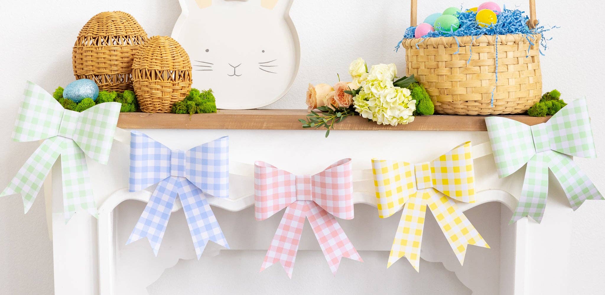 Pastel Gingham Bow Banner - bubblegum market