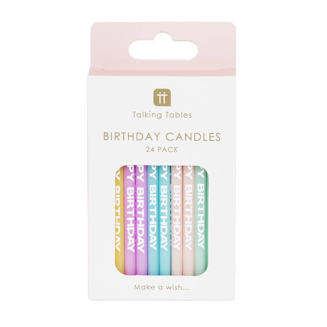 Pastel HAPPY BIRTHDAY Printed Candles - bubblegum market
