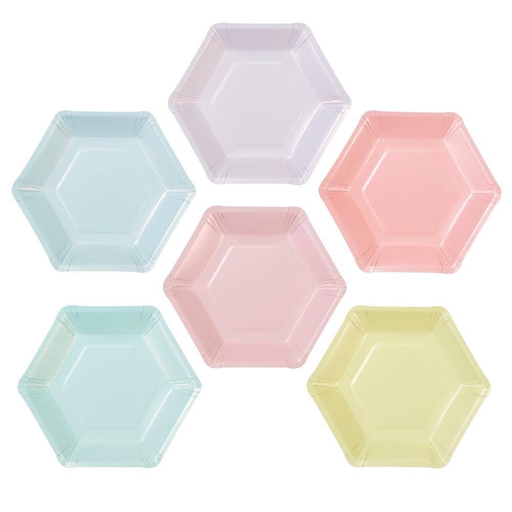 Pastel Hexagonal Party Plates 7.5" - bubblegum market