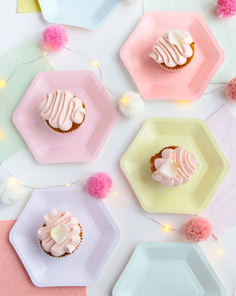 Pastel Hexagonal Party Plates 7.5" - bubblegum market