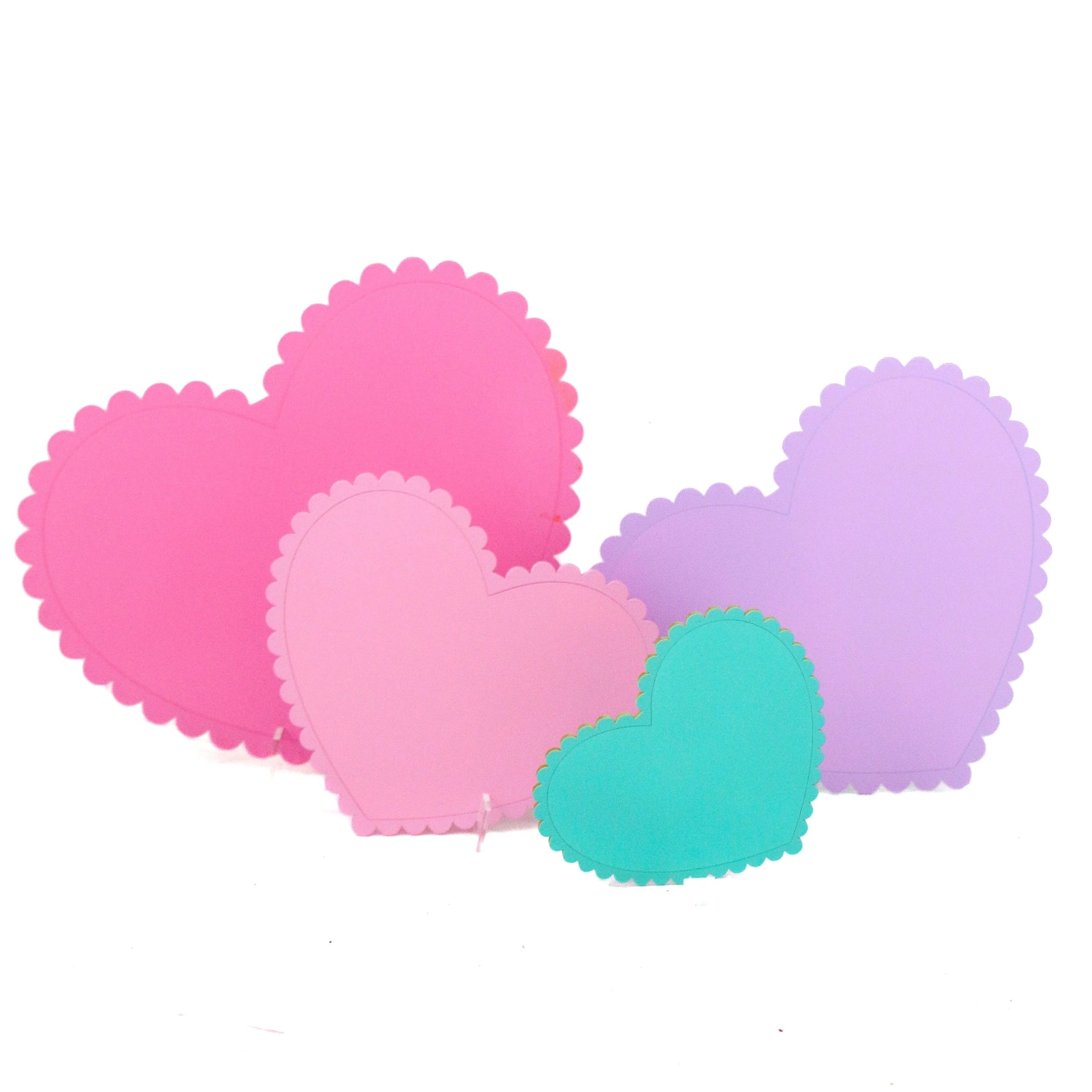 Pastel Scalloped Acrylic Hearts - bubblegum market