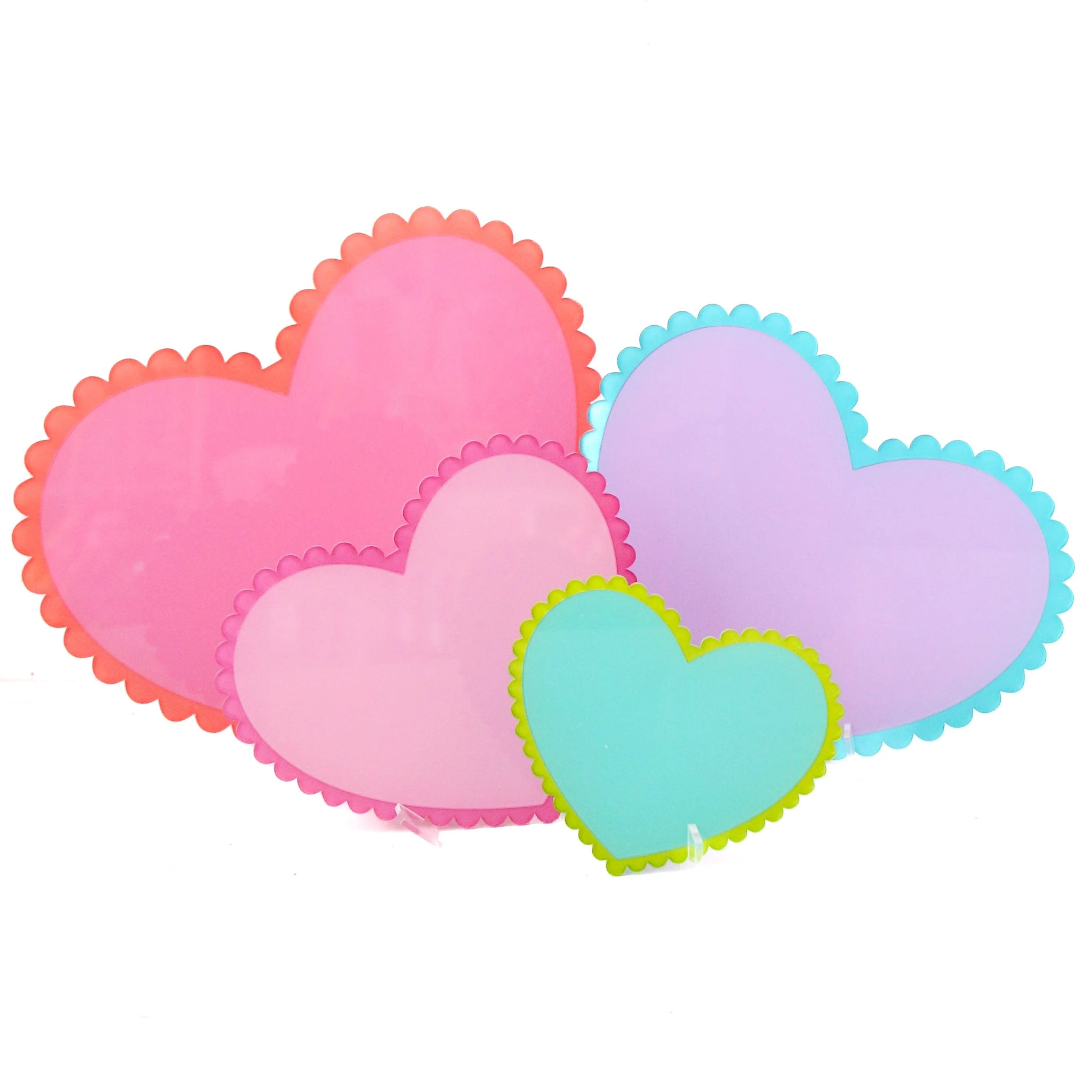 Pastel Scalloped Acrylic Hearts - bubblegum market