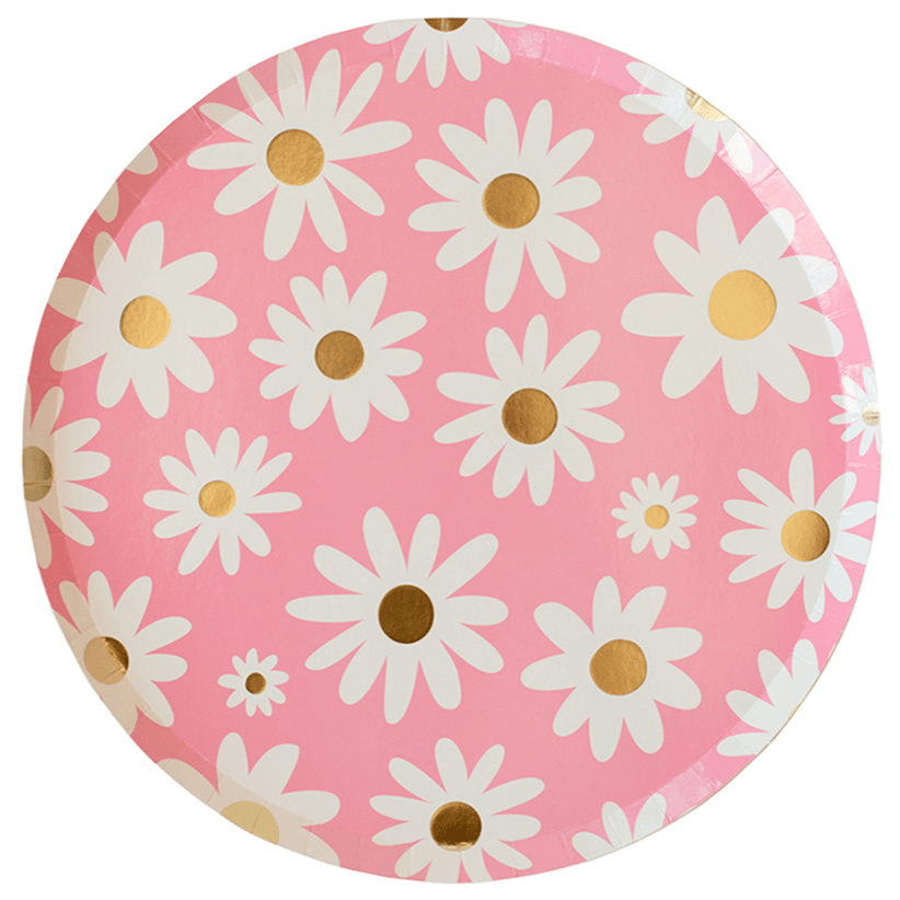Peace & Love Daisy Dinner Plates 10" - bubblegum market