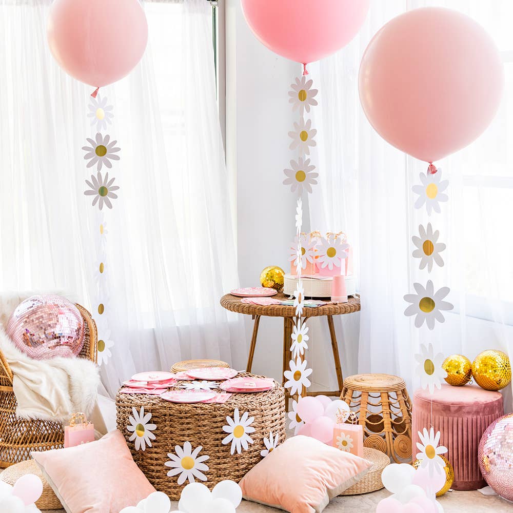 Peace & Love Daisy Thingamajigs Party Decorations / Banner - bubblegum market
