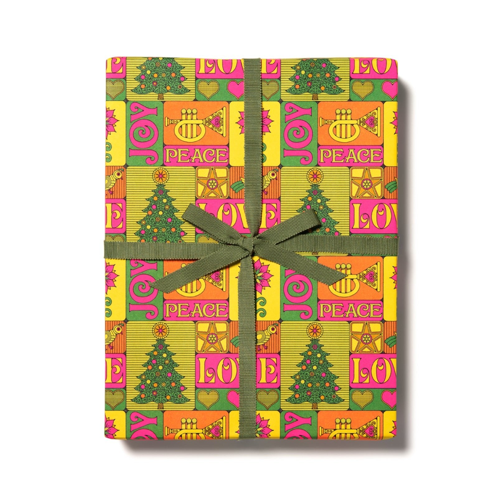 Peace, Love, Joy Holiday Wrapping Paper Sheets (Roll of 3) - bubblegum market