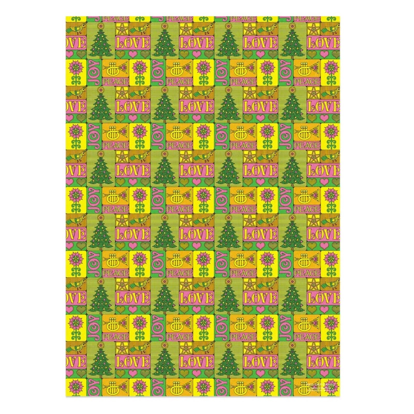 Peace, Love, Joy Holiday Wrapping Paper Sheets (Roll of 3) - bubblegum market