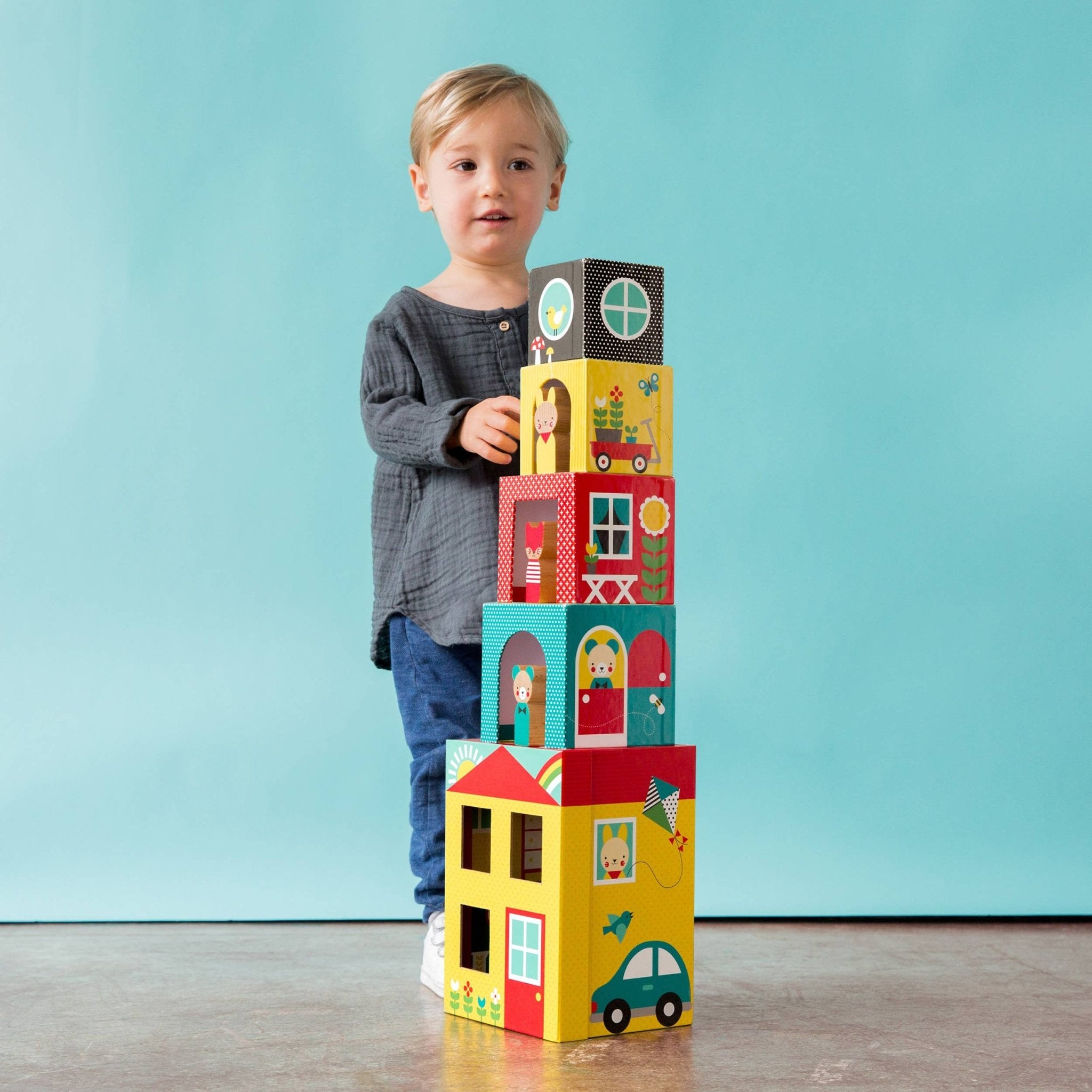 Peek - A - Boo House Stacking Blocks Play Set - bubblegum market