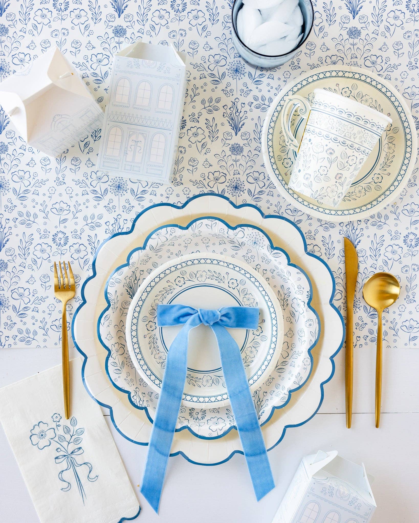 Pembroke Blue Floral Paper Tea Cups - bubblegum market