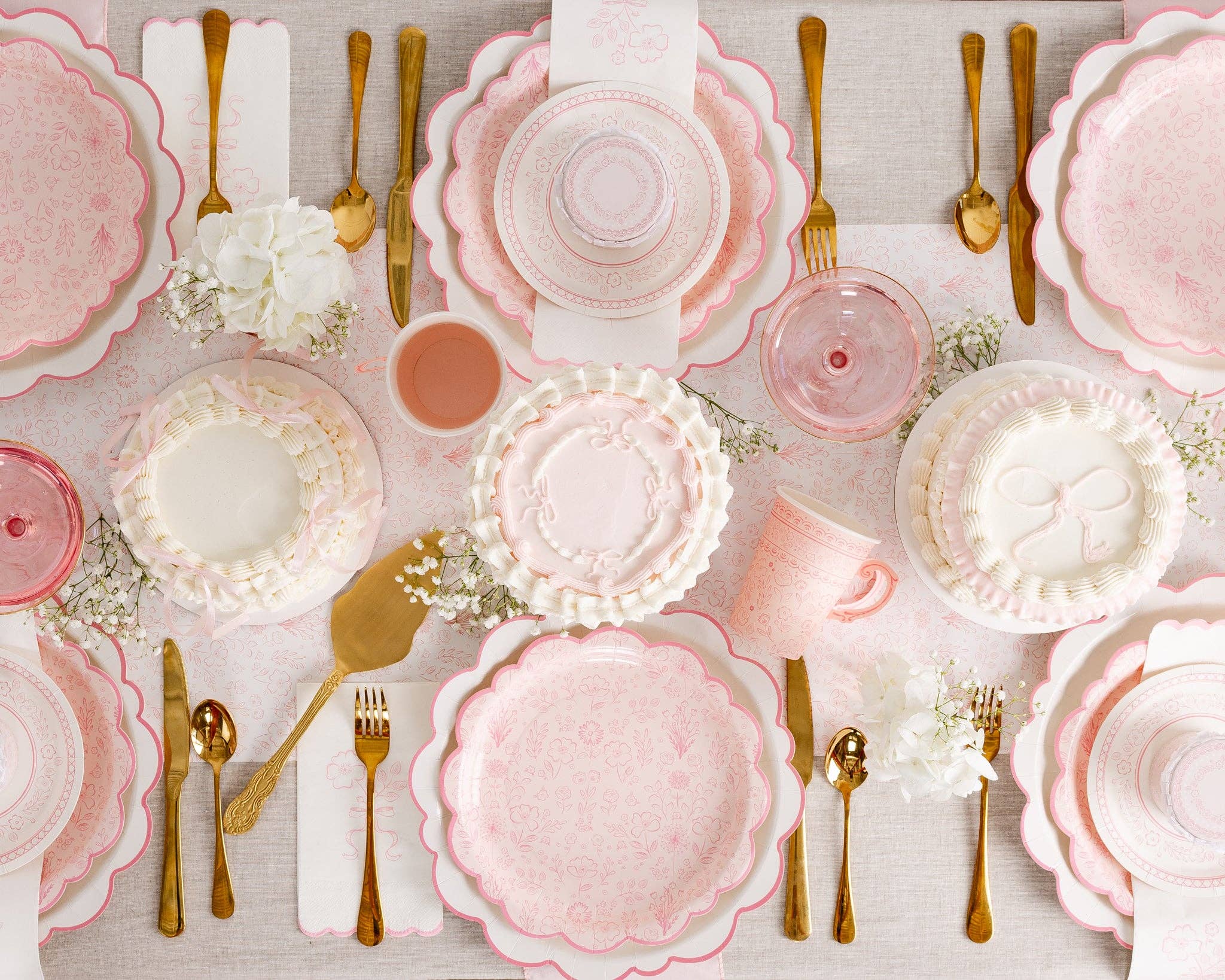 Pembroke Pink Edge Scalloped Paper Plates 12" - bubblegum market