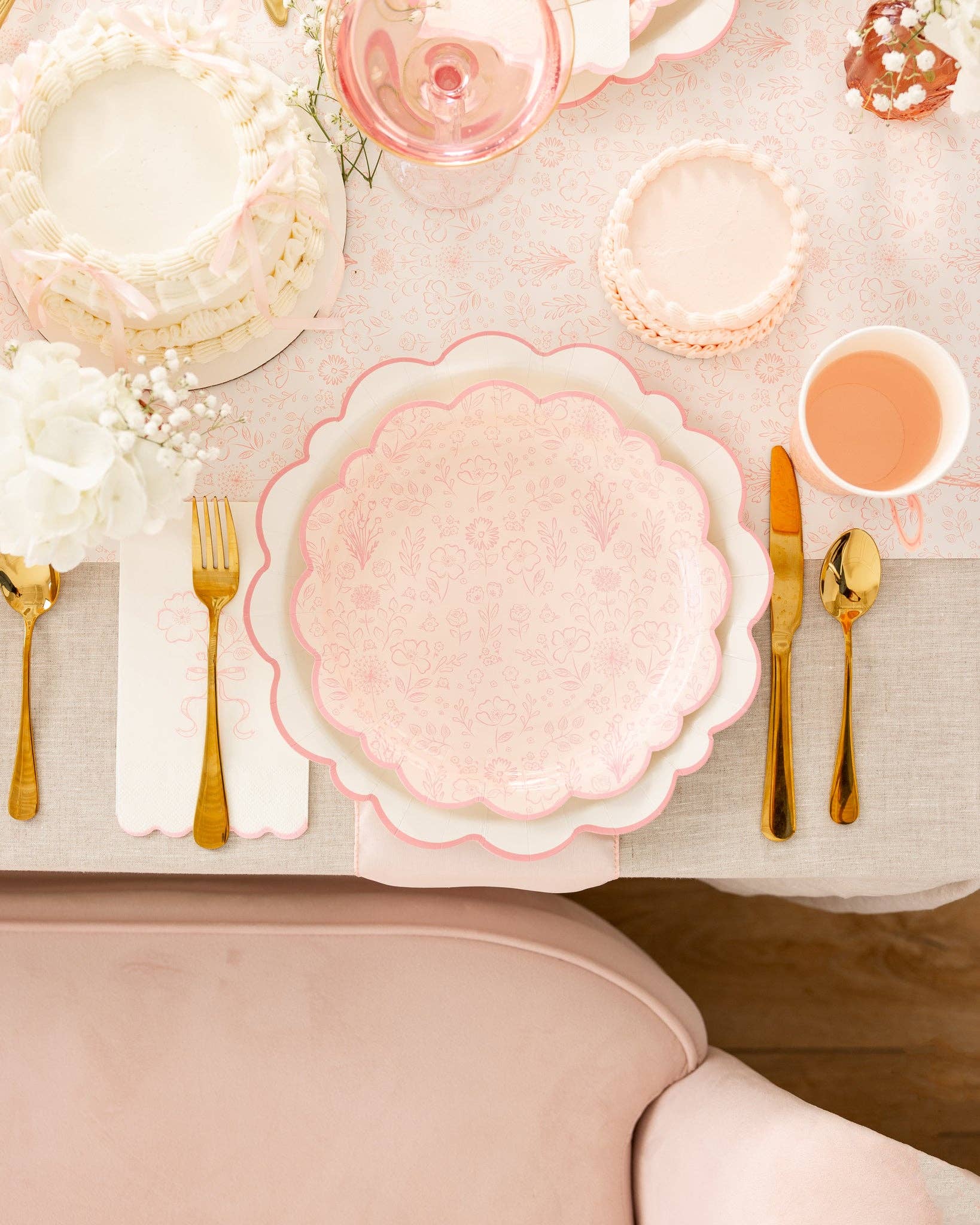 Pembroke Pink Edge Scalloped Paper Plates 12" - bubblegum market