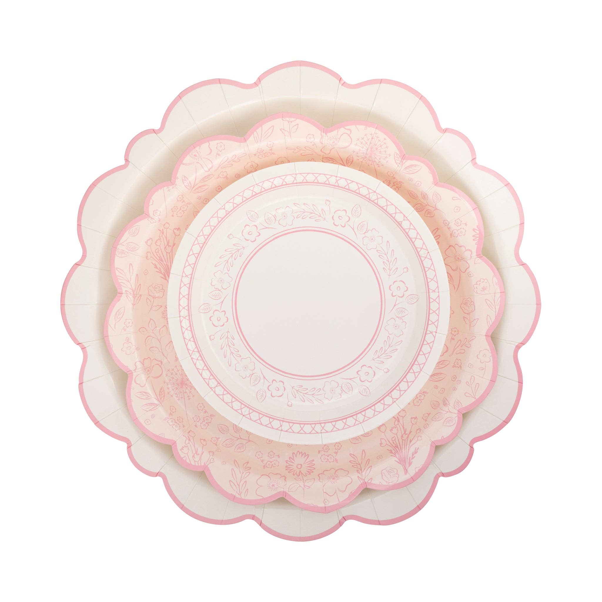 Pembroke Pink Floral Border Dessert Plates 7" - bubblegum market