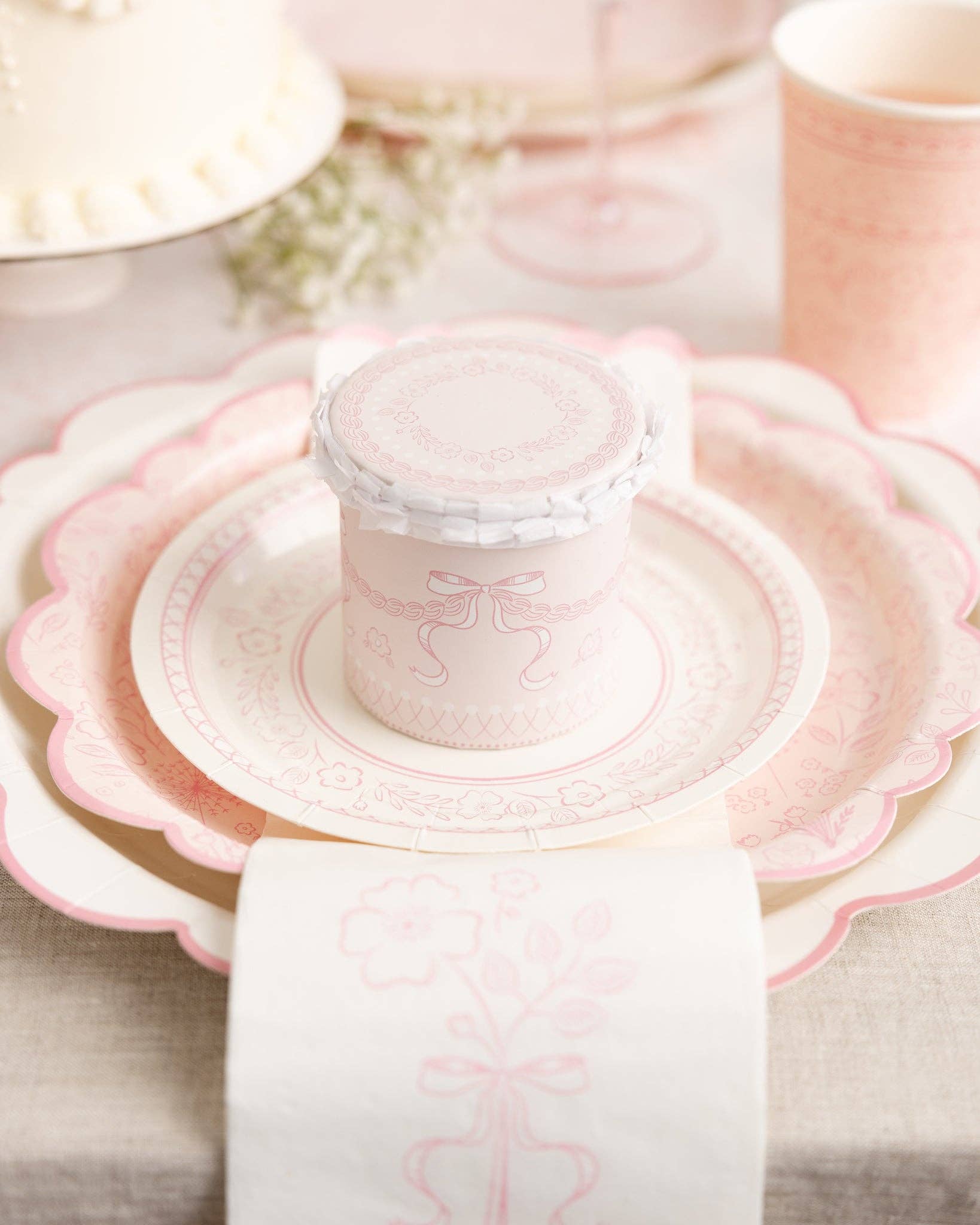 Pembroke Pink Flower Dinner Napkins - bubblegum market