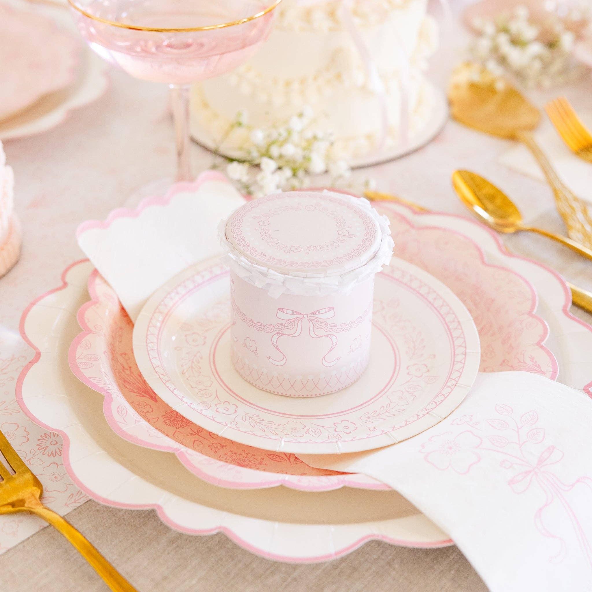 Pembroke Pink Flower Dinner Napkins - bubblegum market