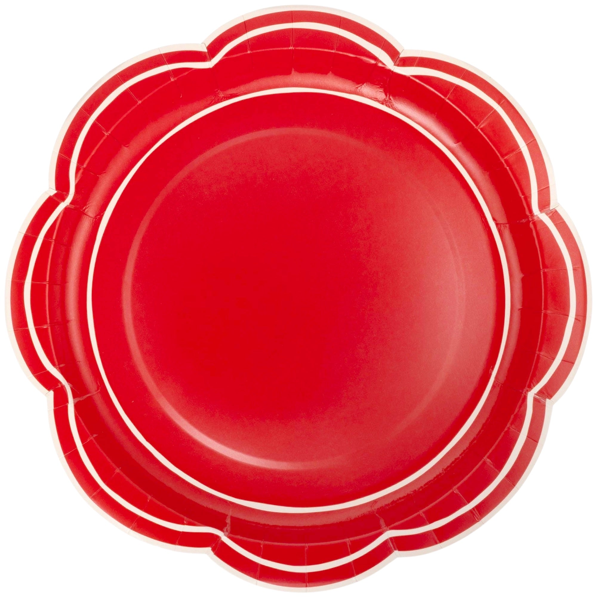 Pembroke Red Lines Scalloped Plates 11" - bubblegum market