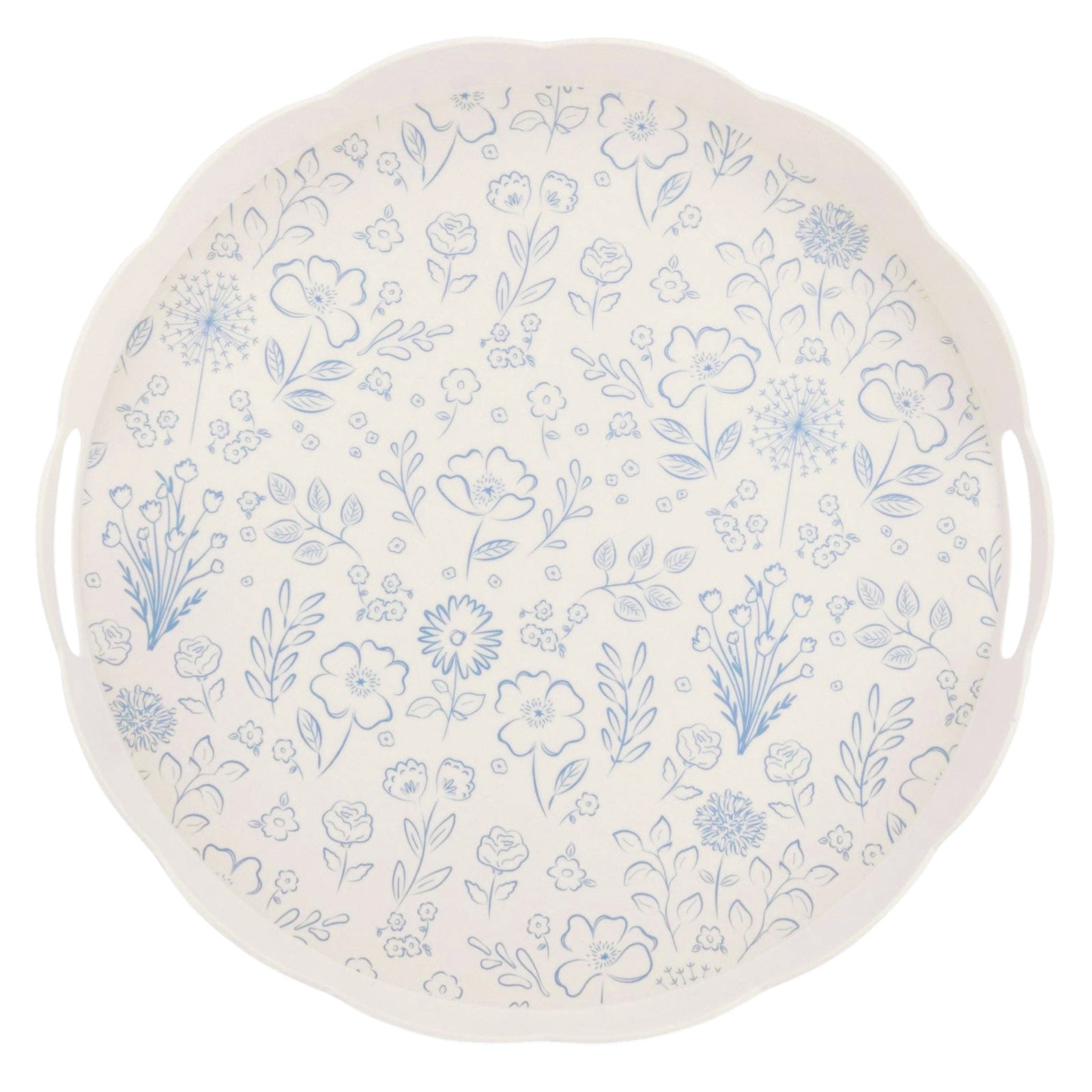 Pembroke Scalloped Floral Bamboo Tray 15" - bubblegum market