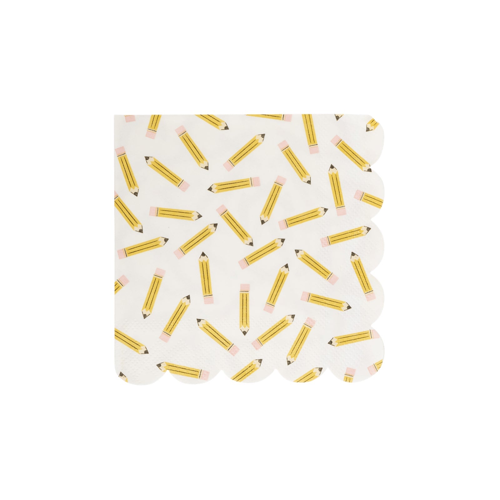 Pencil Pattern Scalloped Cocktail Napkins - bubblegum market