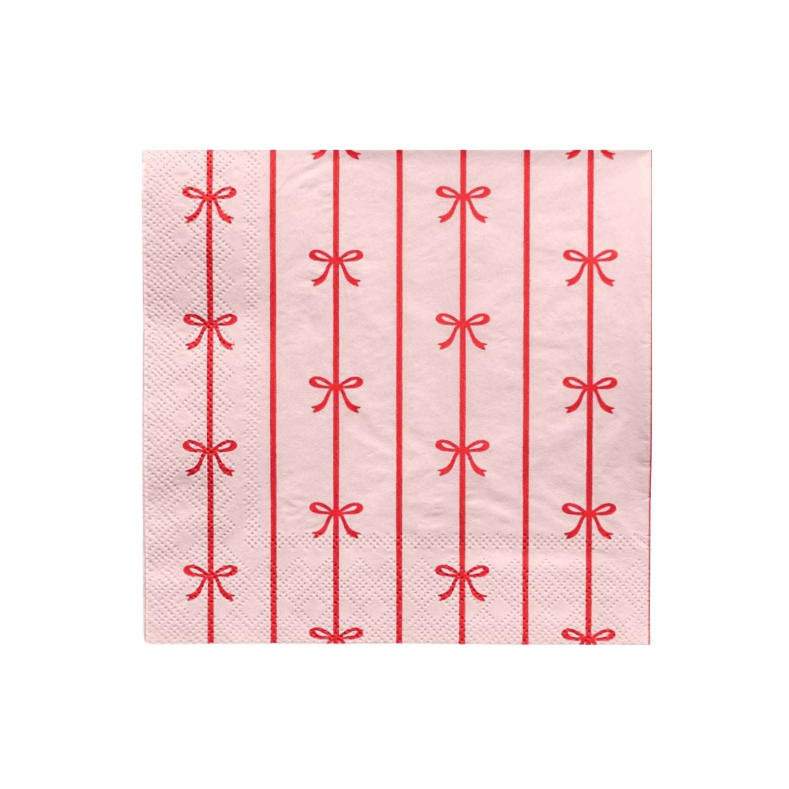 Petal Pink / Cherry Red Bow Signature Large Napkins - bubblegum market