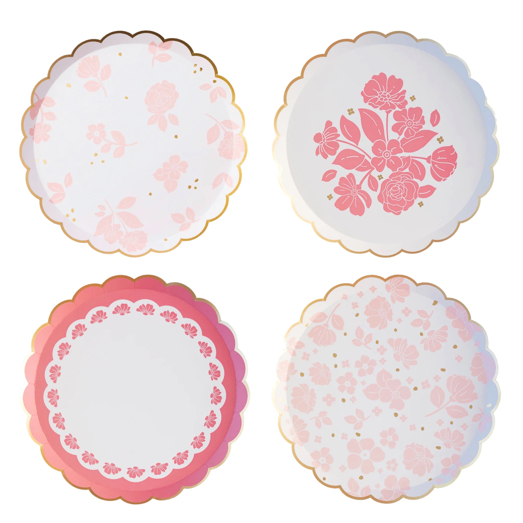 Petal Pink Elegant Floral Dessert Plates 8.25" - bubblegum market
