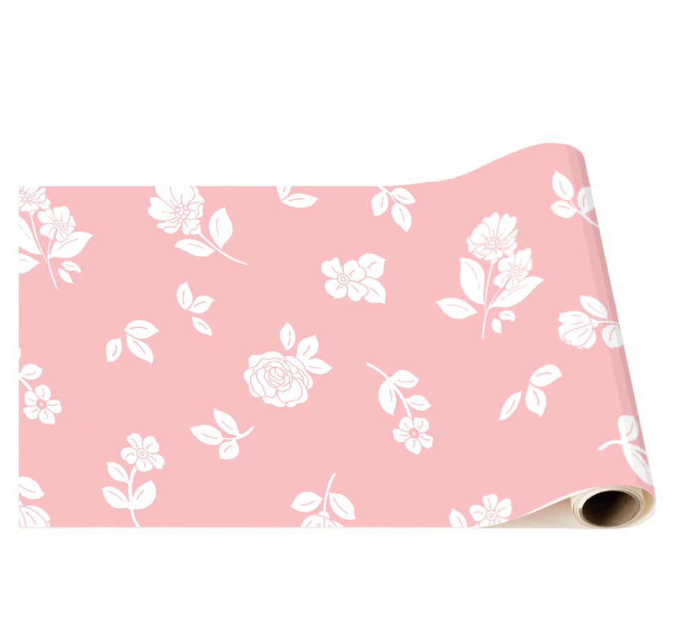 Petal Pink Elegant Floral Paper Table Runner - bubblegum market