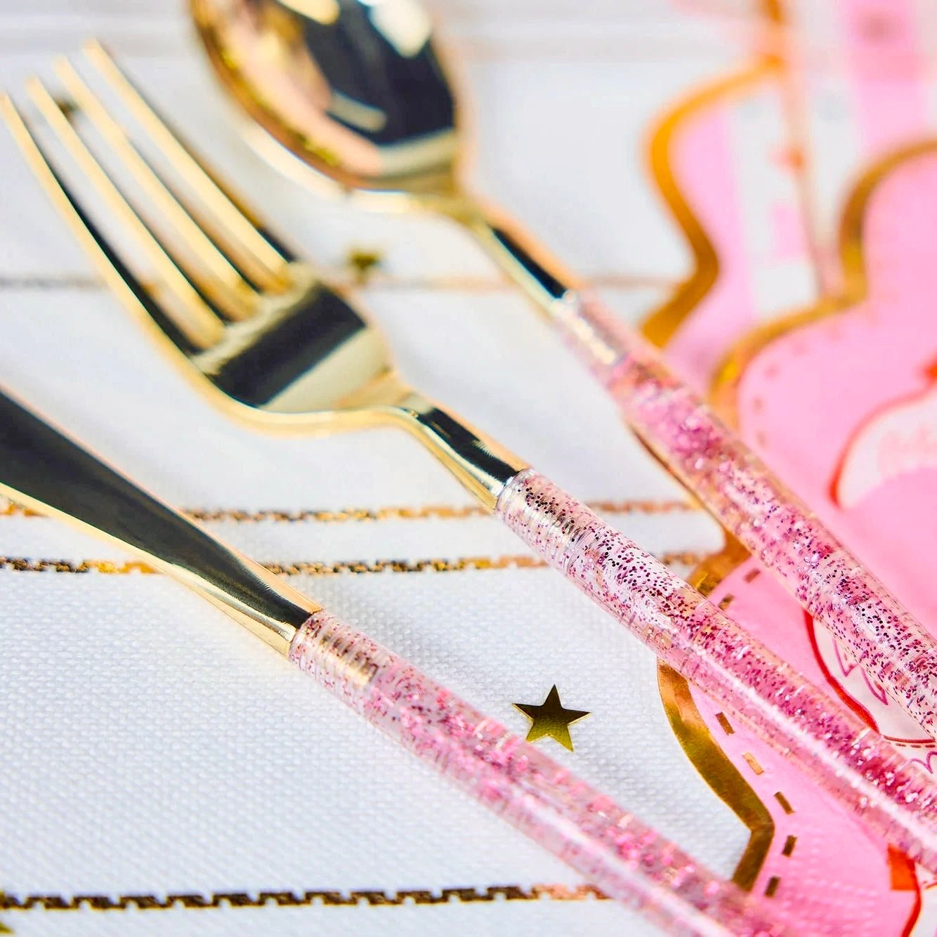 Pink Better With Confetti Cutlery - bubblegum market