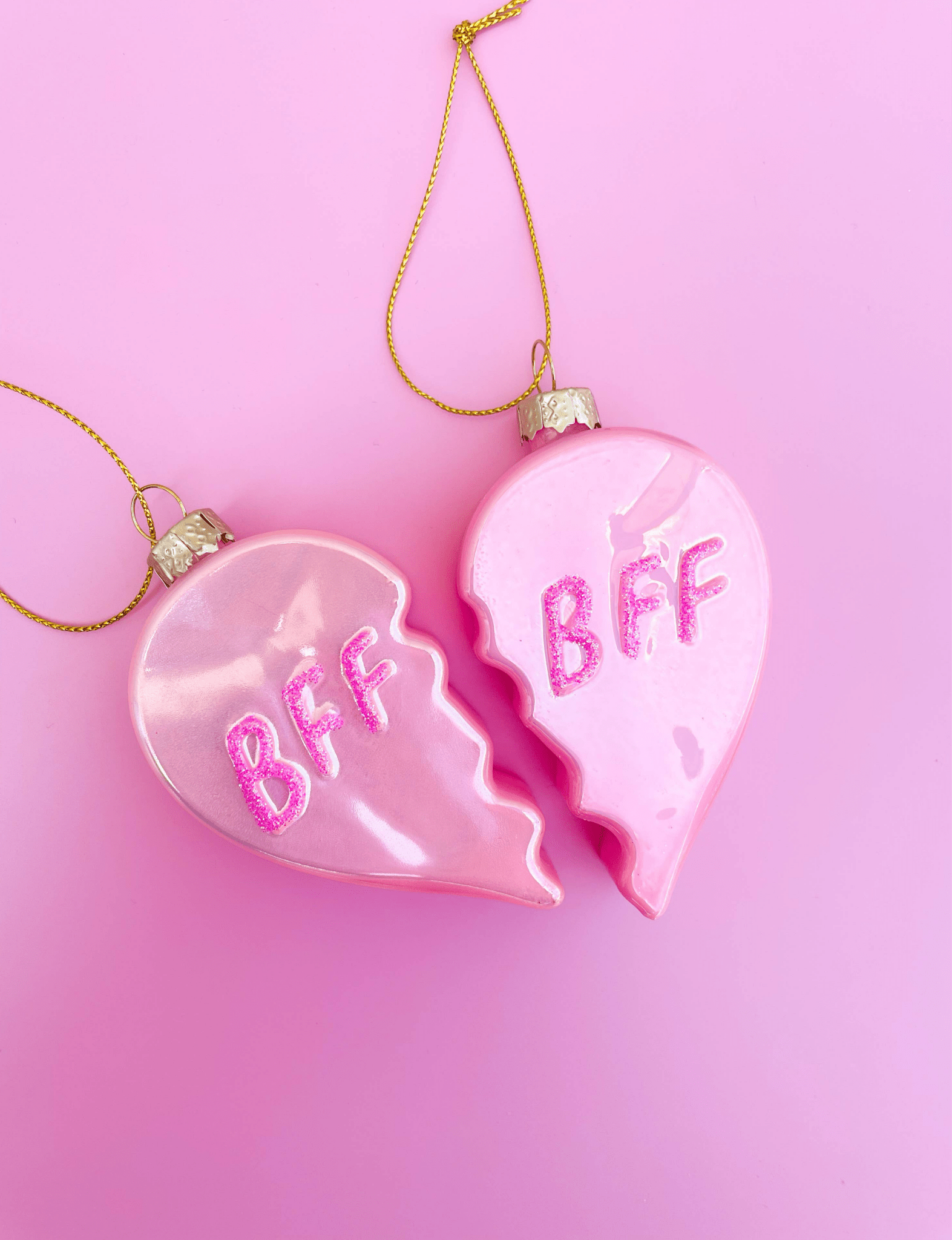 Pink BFF Heart Ornament Set 3" - bubblegum market
