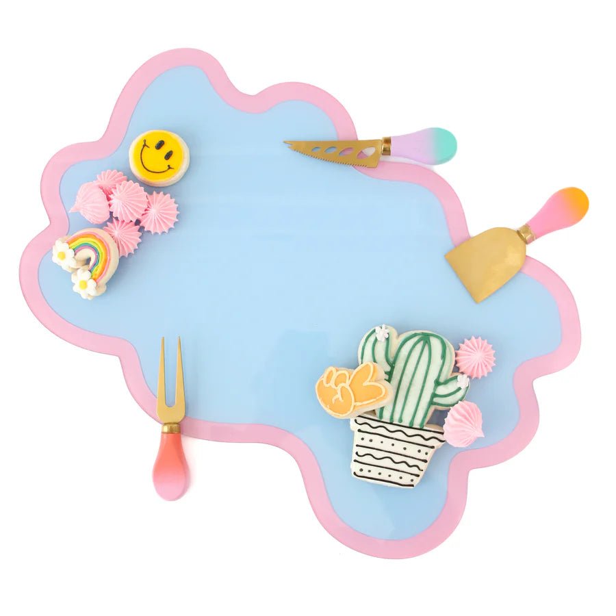 Pink + Blue Wavy Acrylic Serving Board - bubblegum market
