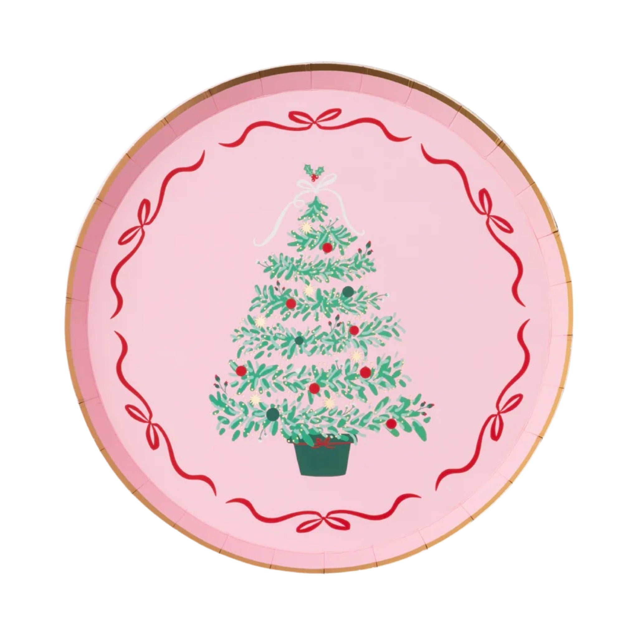 Pink Christmas Tree Dessert Plates 8" - bubblegum market