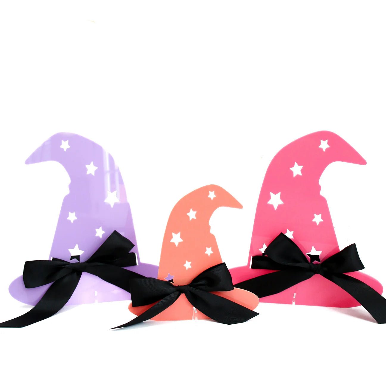 Pink, Coral and Lilac Acrylic Witch Hats w/ Bows - bubblegum market
