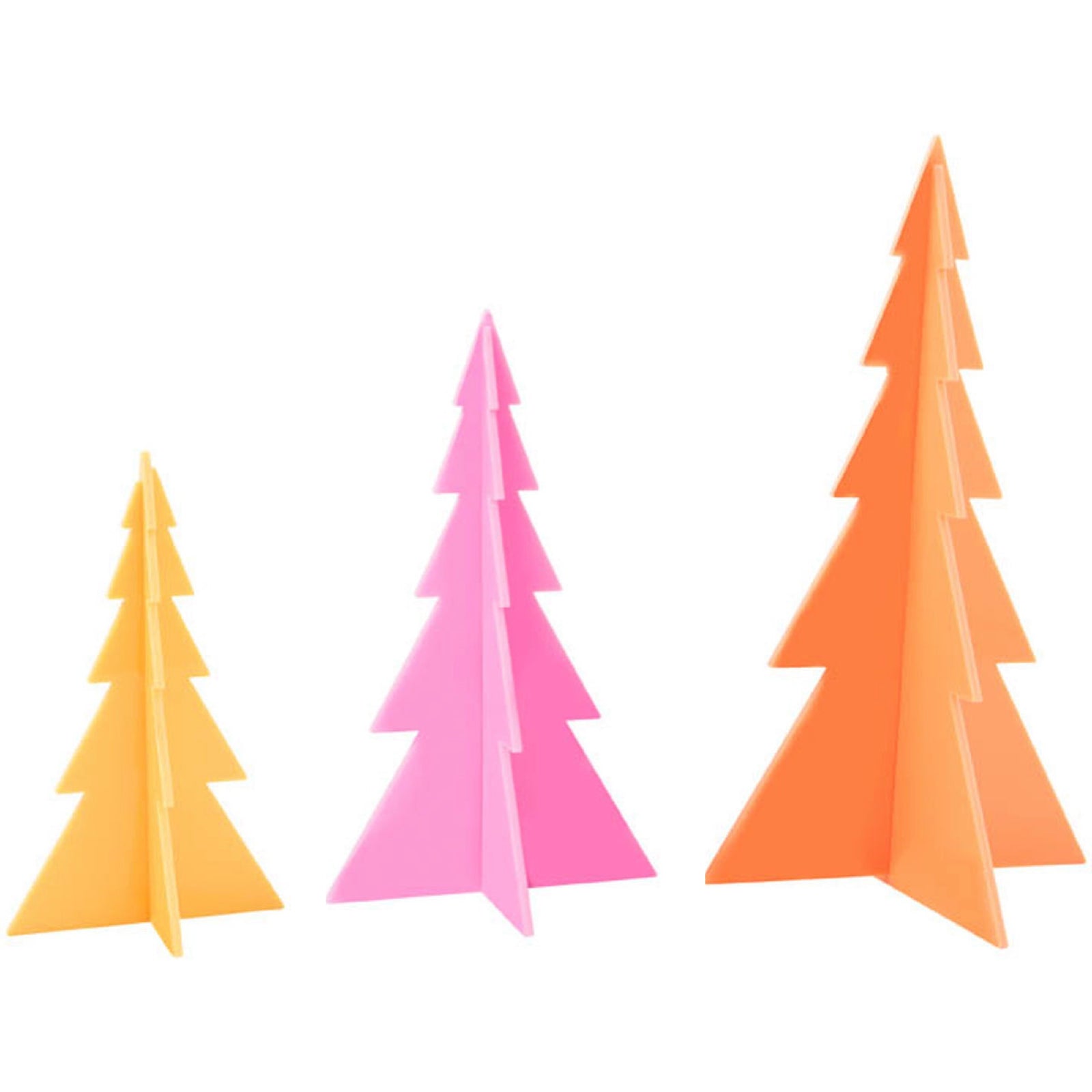 Pink, Coral & Golden Yellow Acrylic Christmas Trees Set - bubblegum market
