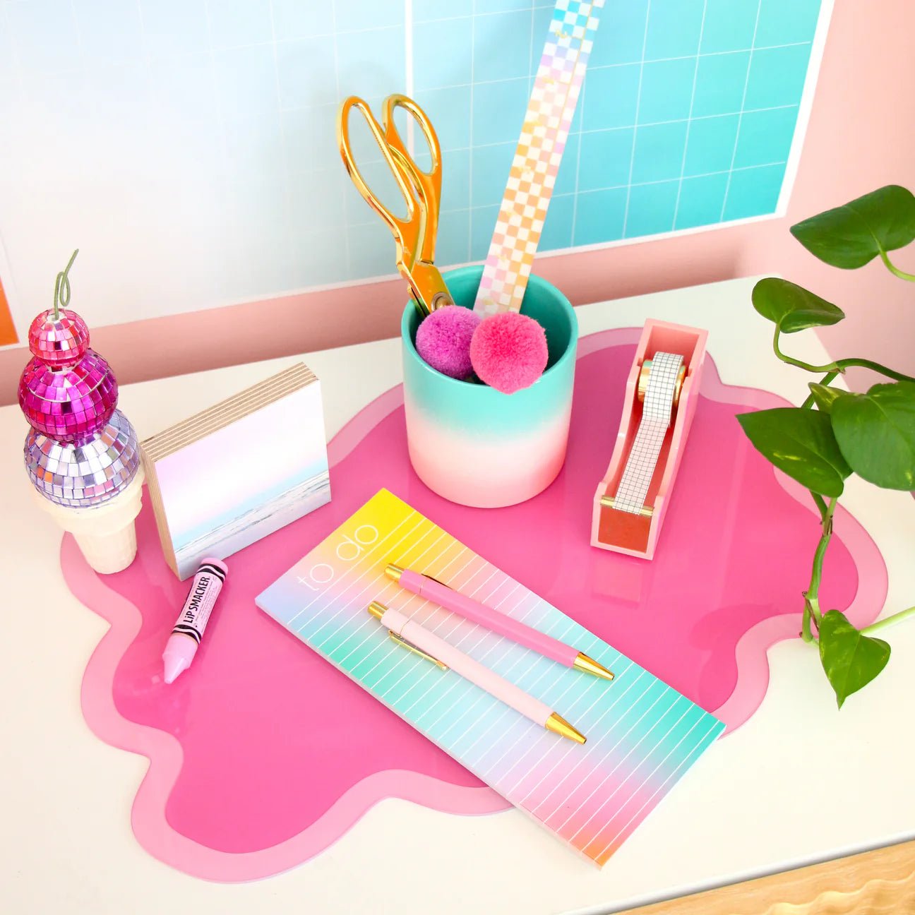 Pink Dual Tone Wavy Acrylic Serving Board - bubblegum market