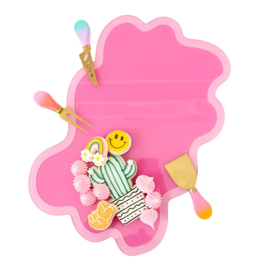 Pink Dual Tone Wavy Acrylic Serving Board - bubblegum market
