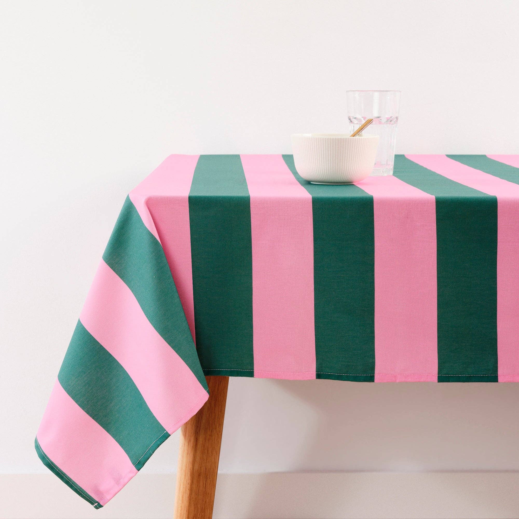 Pink / Emerald Green Stain Resistant Tablecloth 55 x 98" - bubblegum market