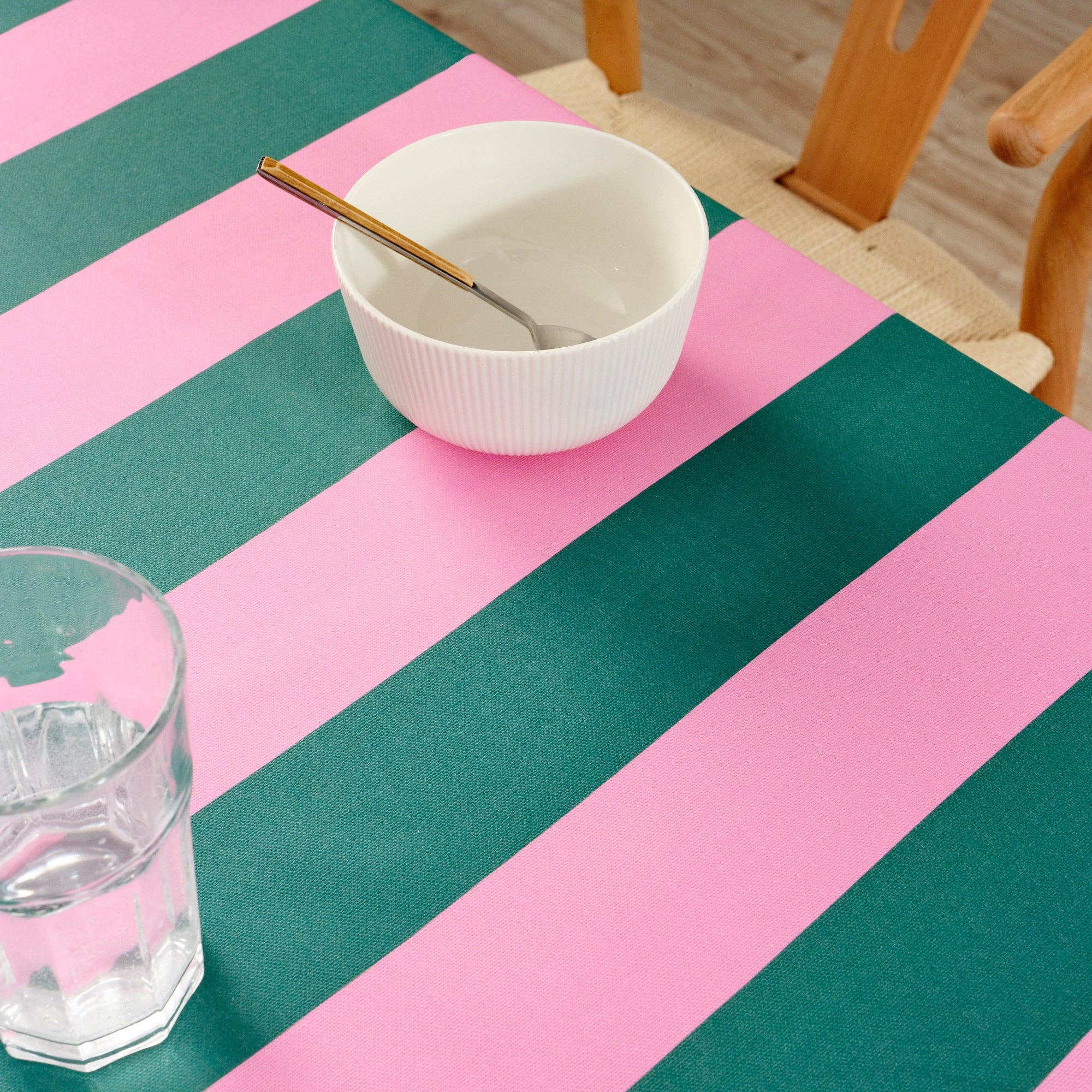 Pink / Emerald Green Stain Resistant Tablecloth 55 x 98" - bubblegum market