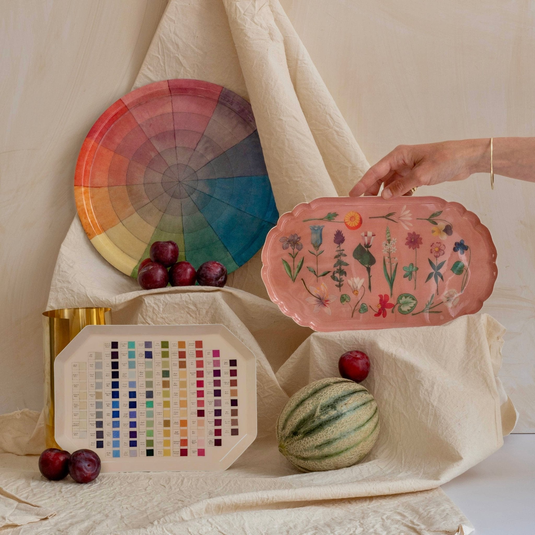 Pink Festival of Flowers Scalloped Enamel Tray - bubblegum market