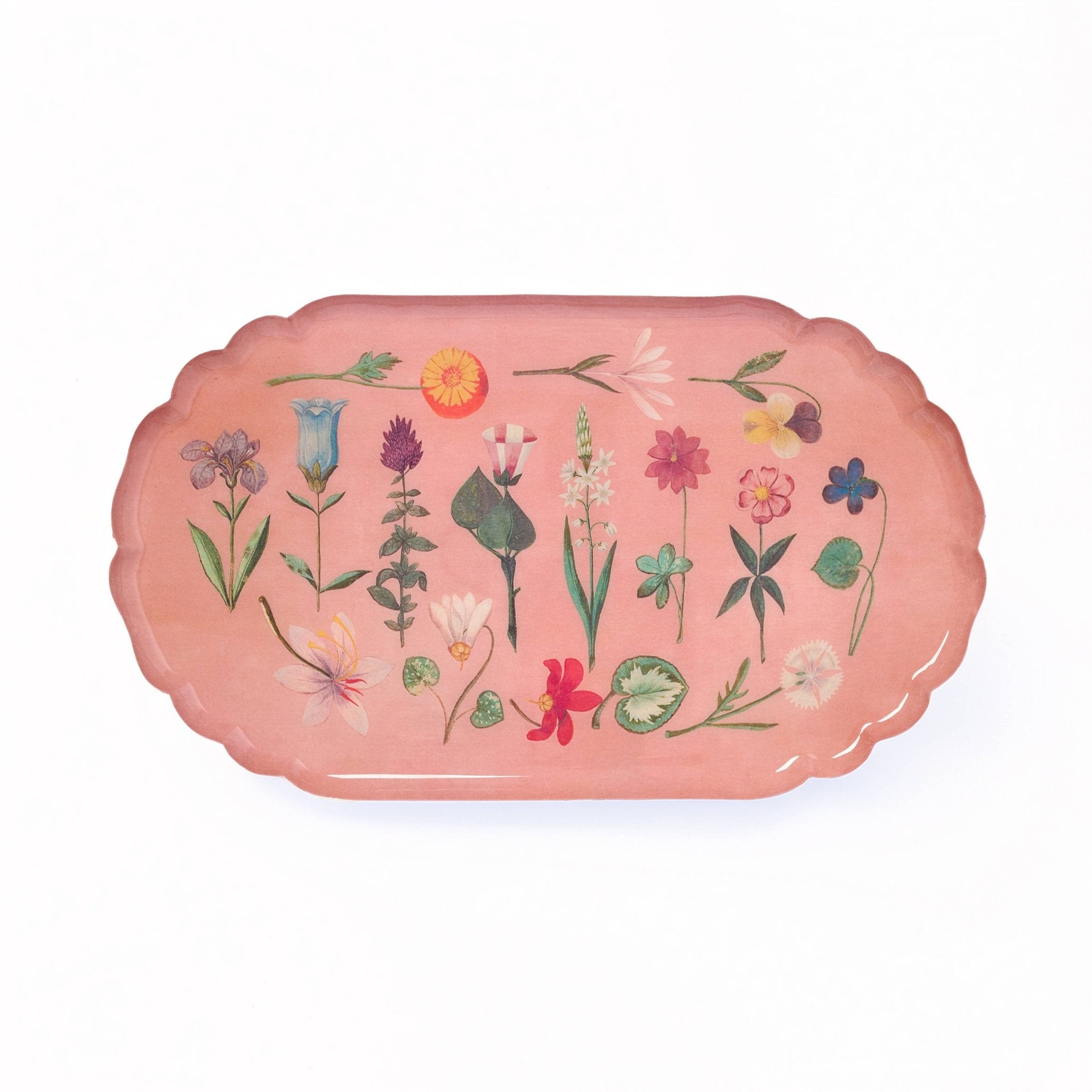 Pink Festival of Flowers Scalloped Enamel Tray - bubblegum market