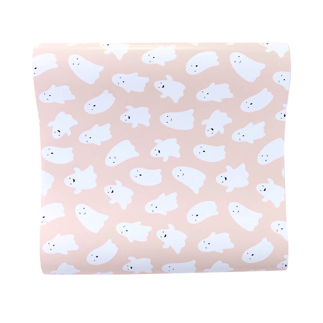 Pink Ghosts Halloween Paper Table Runner - bubblegum market